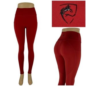 Alphalete Womens Small Leggings Orange Wolf Logo Nylon Blend Gym Performance EUC